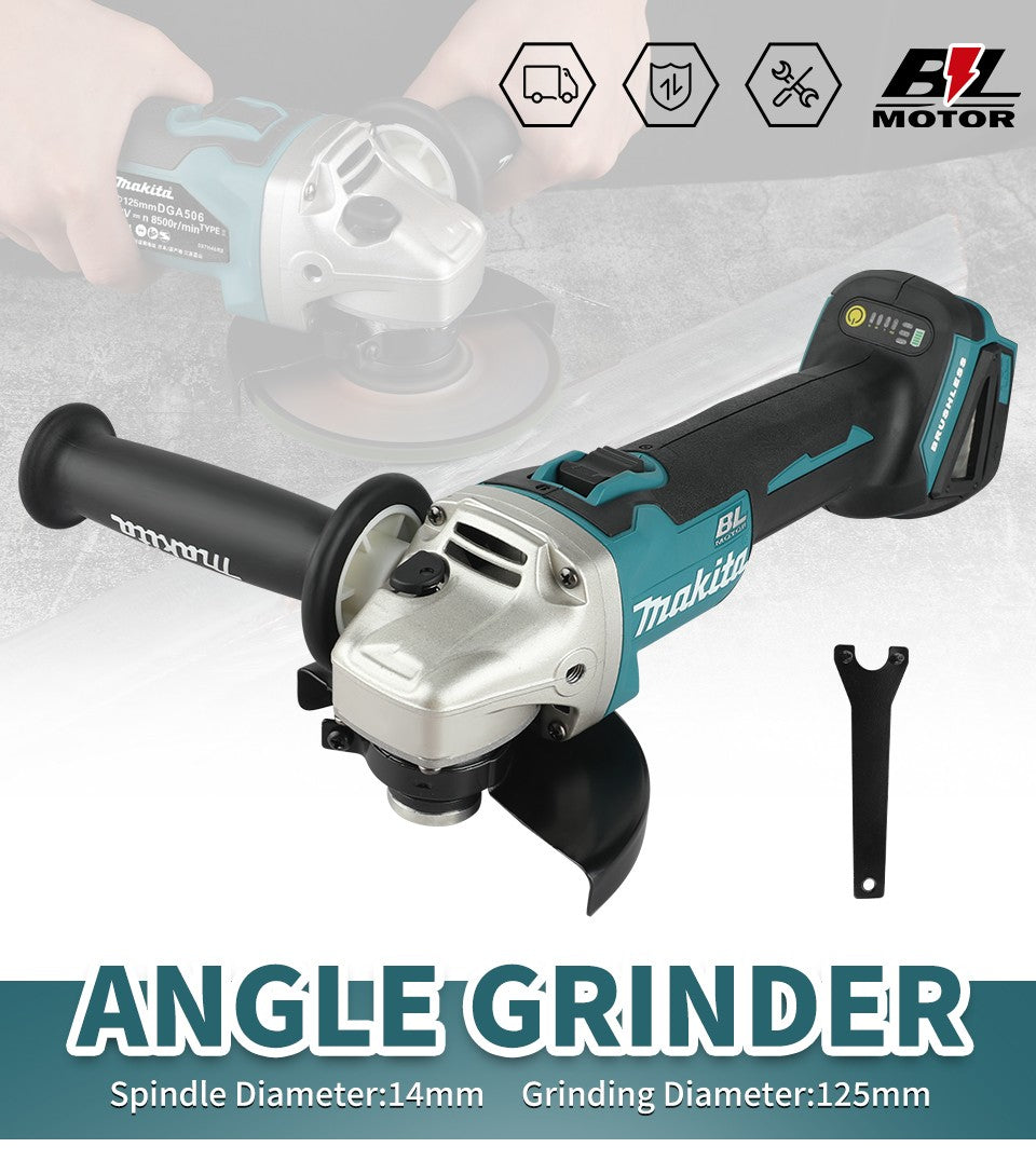 Lixadeira Angular a Bateria Makita DGA506 18V 125mm, Máquina de Polimento Elétrica, Esmerilhadeira e Cortadora de Metal sem Escova