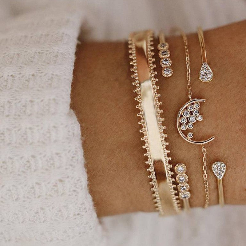 Conjunto de Pulseiras Femininas Corrente Cubana, Cor Dourada, Boho Retrô, Torção Grossa, Joias da Moda de Qualidade, 11 Peças, 2024