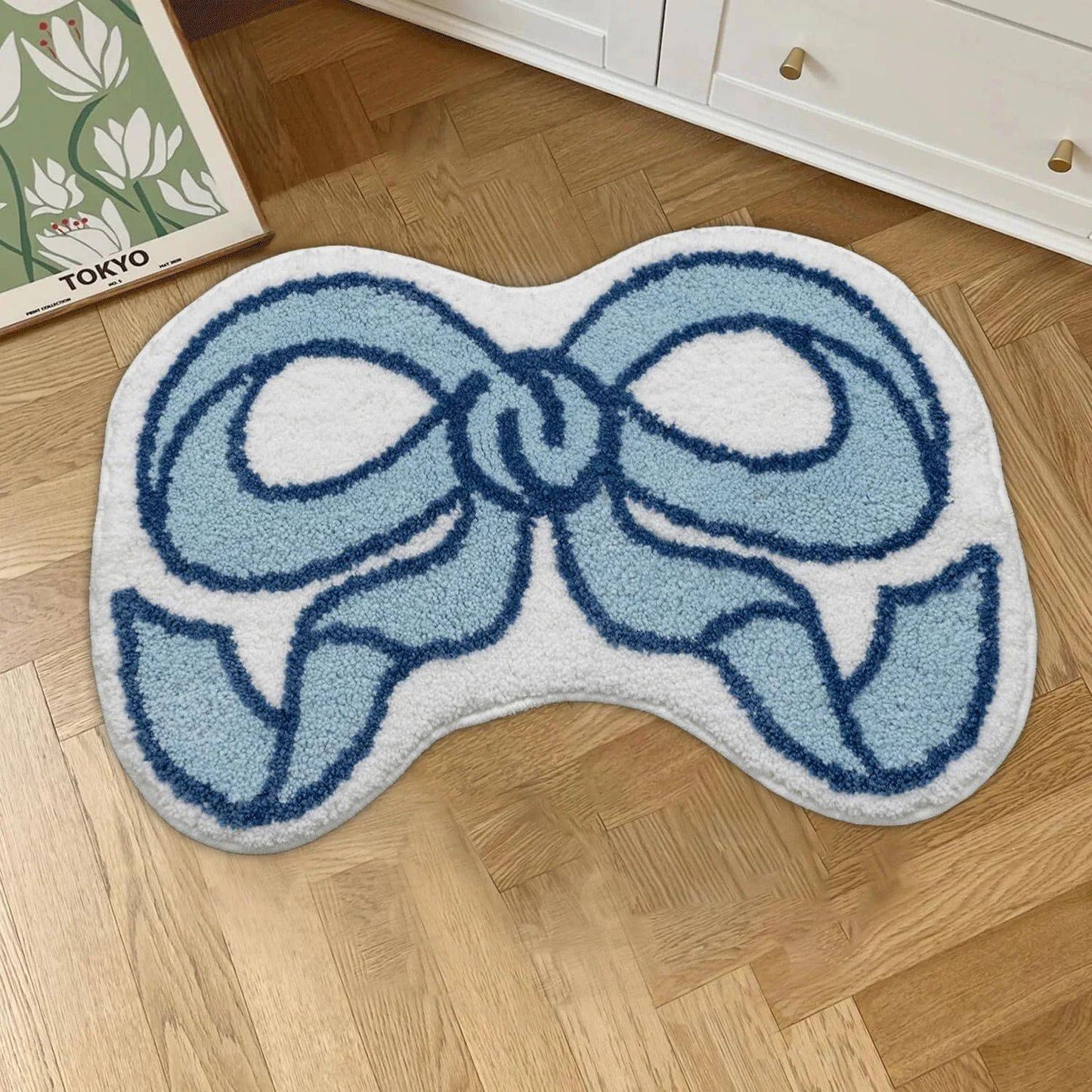 VIKAMA Creative Bow Rug Living Room Bedroom Kitchen Bathroom Absorbent Machine Washable Doormat Carpet Home Decor Mat Rug