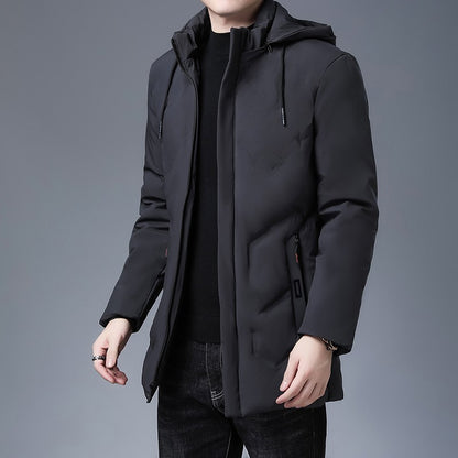 Top Grade Designer New Brand Men Parka Jacket Thick Casual Fashion Windbreaker Hooded Quilted Bubble Coats Long Mens Clothes