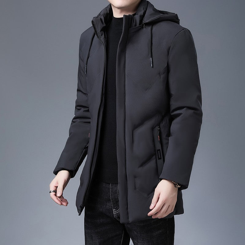 Top Grade Designer New Brand Men Parka Jacket Thick Casual Fashion Windbreaker Hooded Quilted Bubble Coats Long Mens Clothes