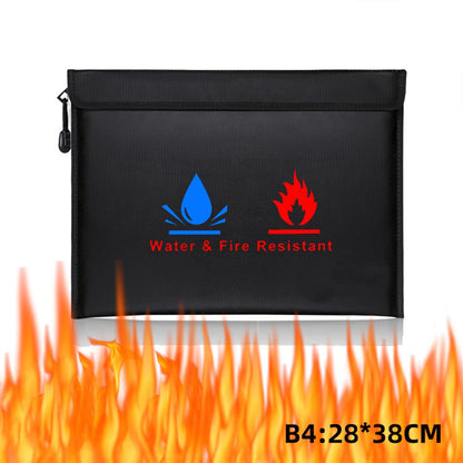 FZCSPEED Fireproof & Waterproof Bag, File Storage Bag with Zipper for Certificates, Money, Cards(black,silver)