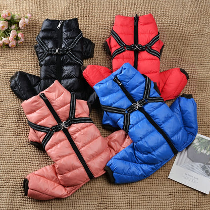 Dog Clothes Harness Winter Jacket Adjustable For Small Medium Dogs Cats Windproof Vest Waterproof Clothing Puppy Pet Jumpsuit
