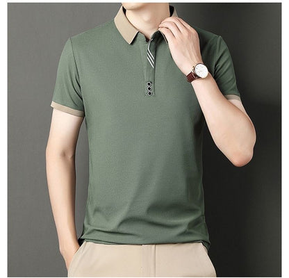 High quality short sleeve men's POLO shirt summer fashionable stripe design soft golf top comfortable ventilate casual T-shirt