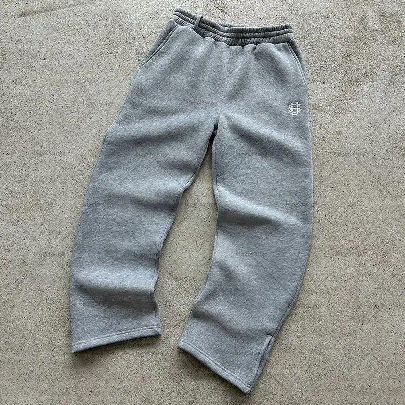 Retro High Street Harajuku Casual Loose Straight Wide-leg Pants Men Y2K American Hip-hop Trendy Brand Oversized Sweatpants Women