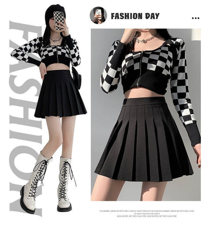 Women Pleated Skirt High Waist A-Line Mini Skirt School Girl JK Uniform Skirt Skater Skirt Tennis Skirt White Plus Size