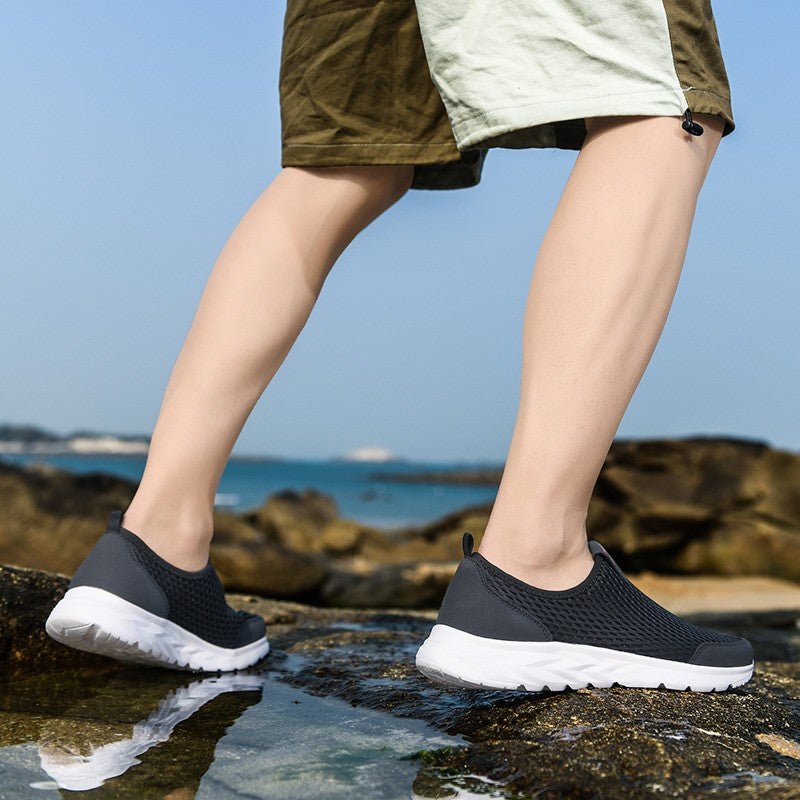 Tênis Masculino YRZL Respirável em Mesh, Casual, Antiderrapante para Uso Externo, Tamanho Grande, Loafer Leve para Caminhada, Calçado Masculino de Tênis