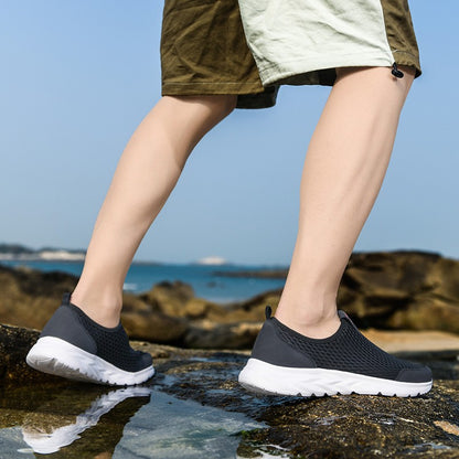 Tênis Masculino YRZL Respirável em Mesh, Casual, Antiderrapante para Uso Externo, Tamanho Grande, Loafer Leve para Caminhada, Calçado Masculino de Tênis