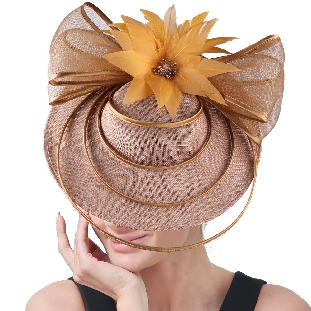 Chapéus Fascinators Femininos Multimodais com Laço de Flor Imitação Chapéu Noiva Derby Pillbox Casamento Acessórios de Cabelo