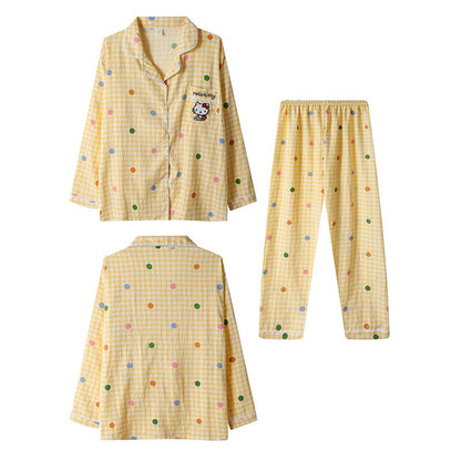 M-5XL Hello Kitty Pajama Set for Women Fall Winter Cute Plus Size Sleepwear Ladies Comfortable Loungewear Women's Home Clothes