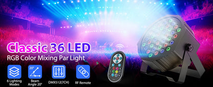 Datewink 4PCS 36LEDs Flat Par Lights With Bag RGB Stage Lighting Effect DMX512 For DJ Disco Wedding Party Nightclub Christmas