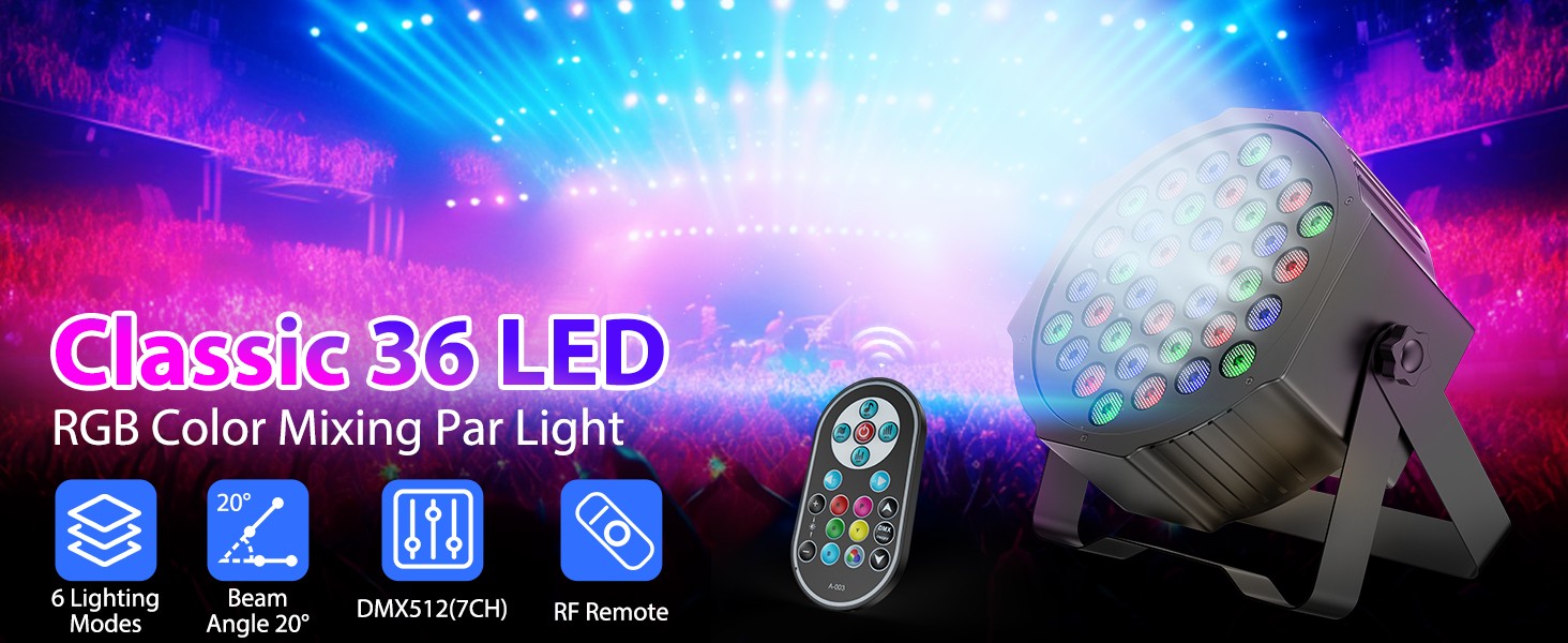 Datewink 4PCS 36LEDs Flat Par Lights With Bag RGB Stage Lighting Effect DMX512 For DJ Disco Wedding Party Nightclub Christmas