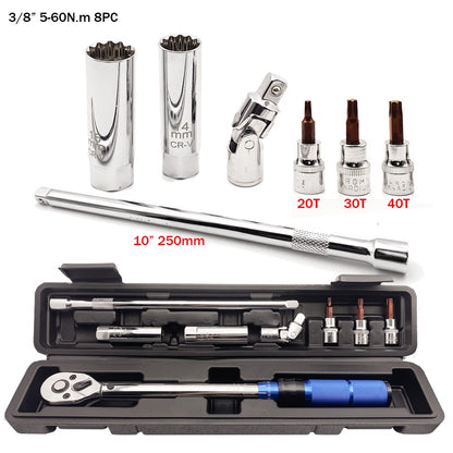 Chave de Torque de Alta Precisão 3/8" 5-60N.m com Encaixe Quadrado ±3% 1pc 3pcs 7pcs 8pcs Conjunto Ferramentas Manuais para Bicicletas Motocicletas Automóveis Faças Você Mesmo
