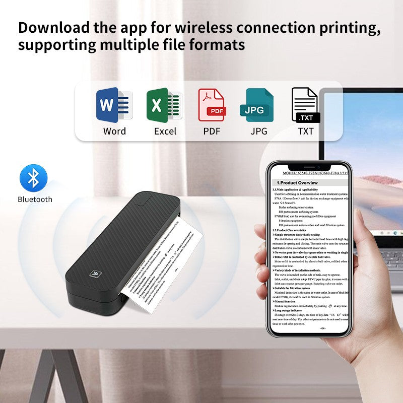 Impressora Térmica Portátil Sem Tinta A4 Bluetooth PDF Excel Word para Impressão de Documentos com Rolo de Papel para Trabalho de Escritório Casa Escola