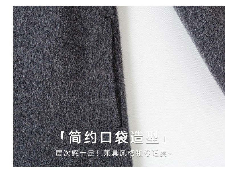 Grey Double-sided Cashmere Coat For women Slim For Autumn Winter New Winter High-end Temperament Thick Woolen Coats With belt