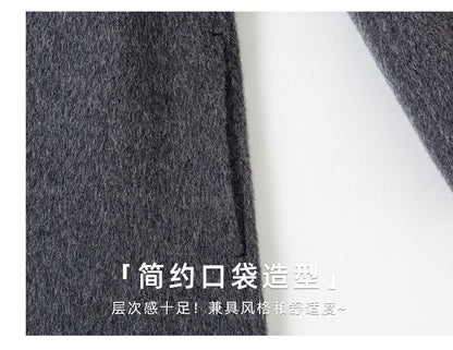 Grey Double-sided Cashmere Coat For women Slim For Autumn Winter New Winter High-end Temperament Thick Woolen Coats With belt