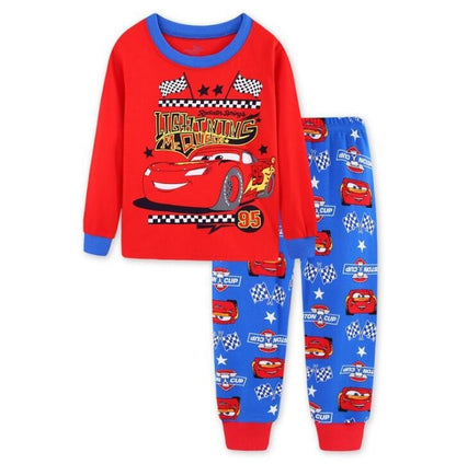 Kids Pajamas Sets Baby Girls and Boys Lightning Mcqueen Pyjamas Cotton Clothes 95 Car Cartoon Long sleeve T-shirt+Pants pyjama