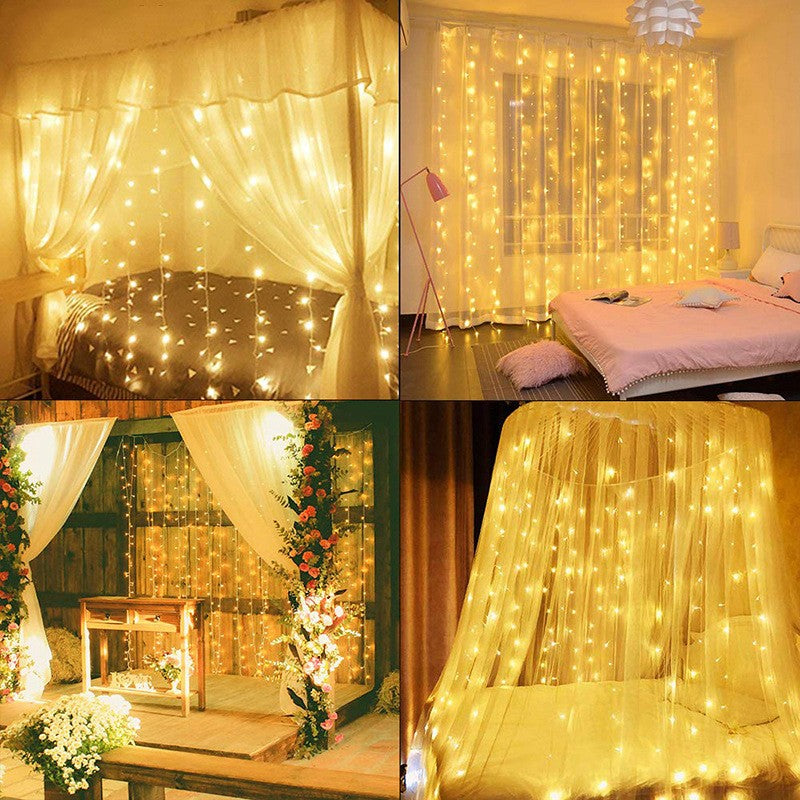 LED Curtain String Lights Holiday Garland 6M/3M 8 Modes USB Powered Festoon for Home Garden Christmas Party New Year Wedding