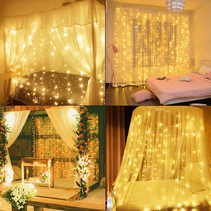 LED Curtain String Lights Holiday Garland 6M/3M 8 Modes USB Powered Festoon for Home Garden Christmas Party New Year Wedding