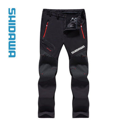 Traje de Pesca de Inverno Corta-Vento Impermeável Soft Shell Masculino Tamanhos Grandes com Capuz Acolchoado de Veludo Quente + Conjunto de Calças de Pesca para Caminhada