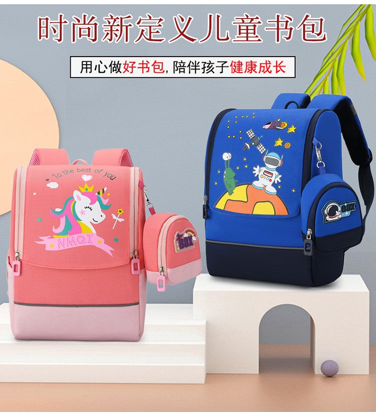 Mochila infantil de desenho animado para meninos e meninas do ensino fundamental, versão coreana, nova bolsa espacial infantil