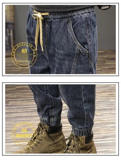 Calça Jeans Masculina Solta Moda Outono Inverno Calça Harem Casual Calça Comprida Roupa de Trabalho Confortável