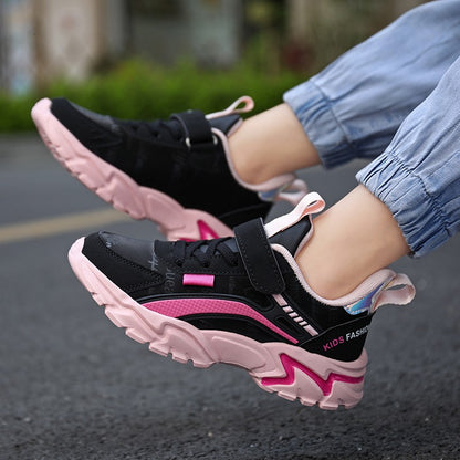 Girls Sneakers Lightweight Athletic Comfortable Shoes with Velcro Closure Kids Non-Slip Casual Walking Running Sports Shoes