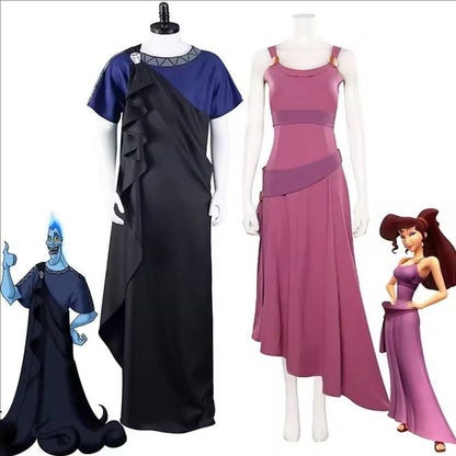 Hercules Megara Hades Cosplay Costume Cartoon Movie Outfits Men Women Dress Robe Halloween Carnival Party Role Play Suits