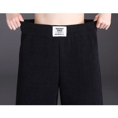 Winter Women Chic Straight Leg Thermal Fleece Pants Girls High Waist Plush Daily Trousers Lady Snow Warm Casual Thin Pants