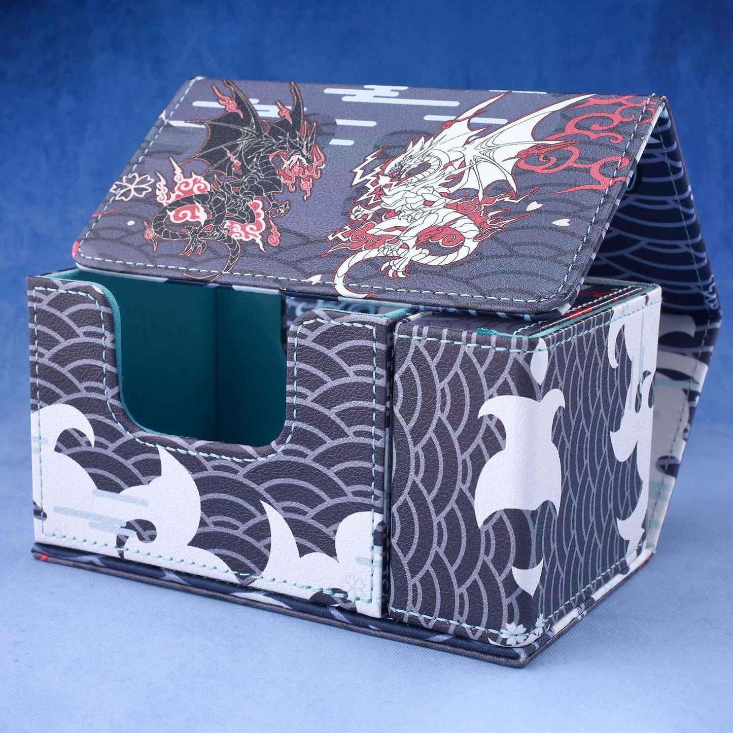 Diviner Dragons Chi Deck Box Dicewinder para YGO, comporta 100 cartas com double-sleeve, Caixa de Armazenamento de Cartas com Bandeja de Dados para TCG MTGames PTCG