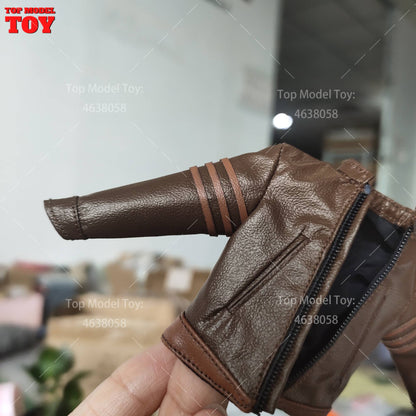 Jaqueta de Couro Marrom em Escala 1/12 Acessório de Roupa Modelo para Bonecos Articulados de 6'' Romankey Ant Notaman Masculino Soldados