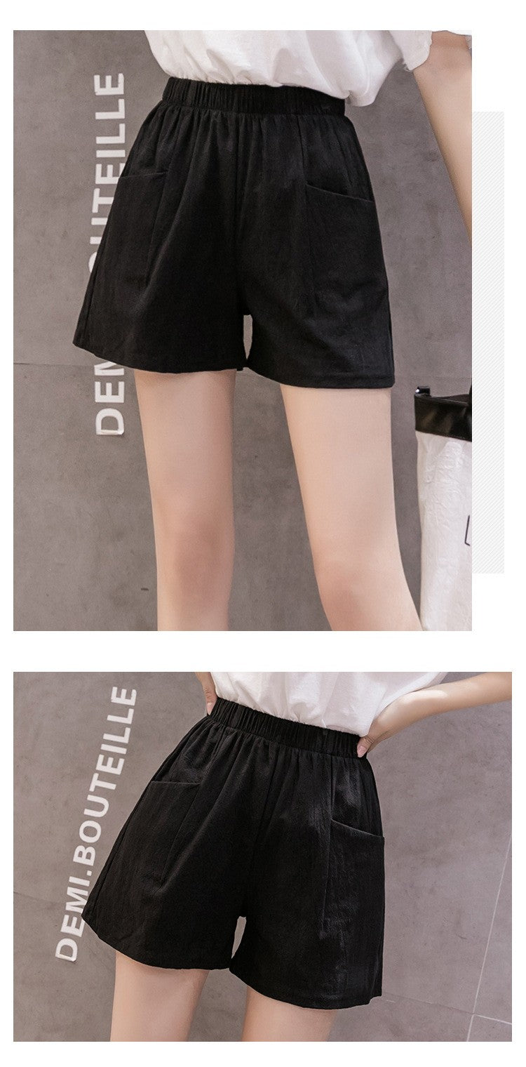 2024 Women Summer Cotton Shorts Casual Solid Pockets Basic Shorts Elastic Waist loose shorts Soft Cool female Outwear Shorts