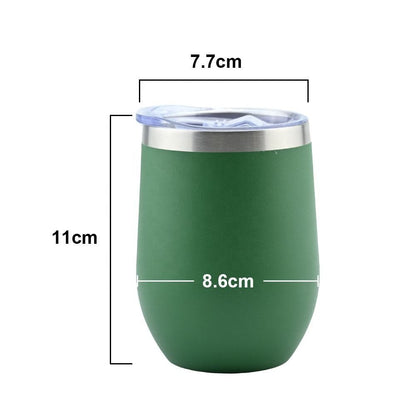 50pcs Custom 12oz Double Wall Stainless Steel Wine Tumbler Insulated Vacuum Egg Shape Wine Tumbler with Sliding Lids