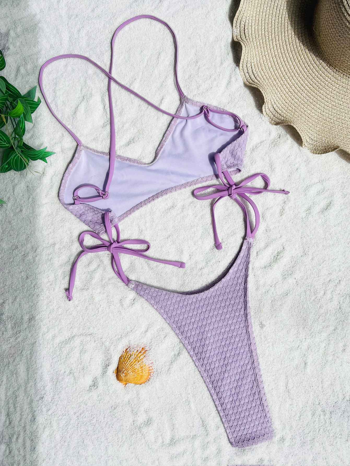 Sexy hollow tie swimsuit One Piece bikinis Swimwear halter high waist backless lace up bathing suit beach outfits bodysuits