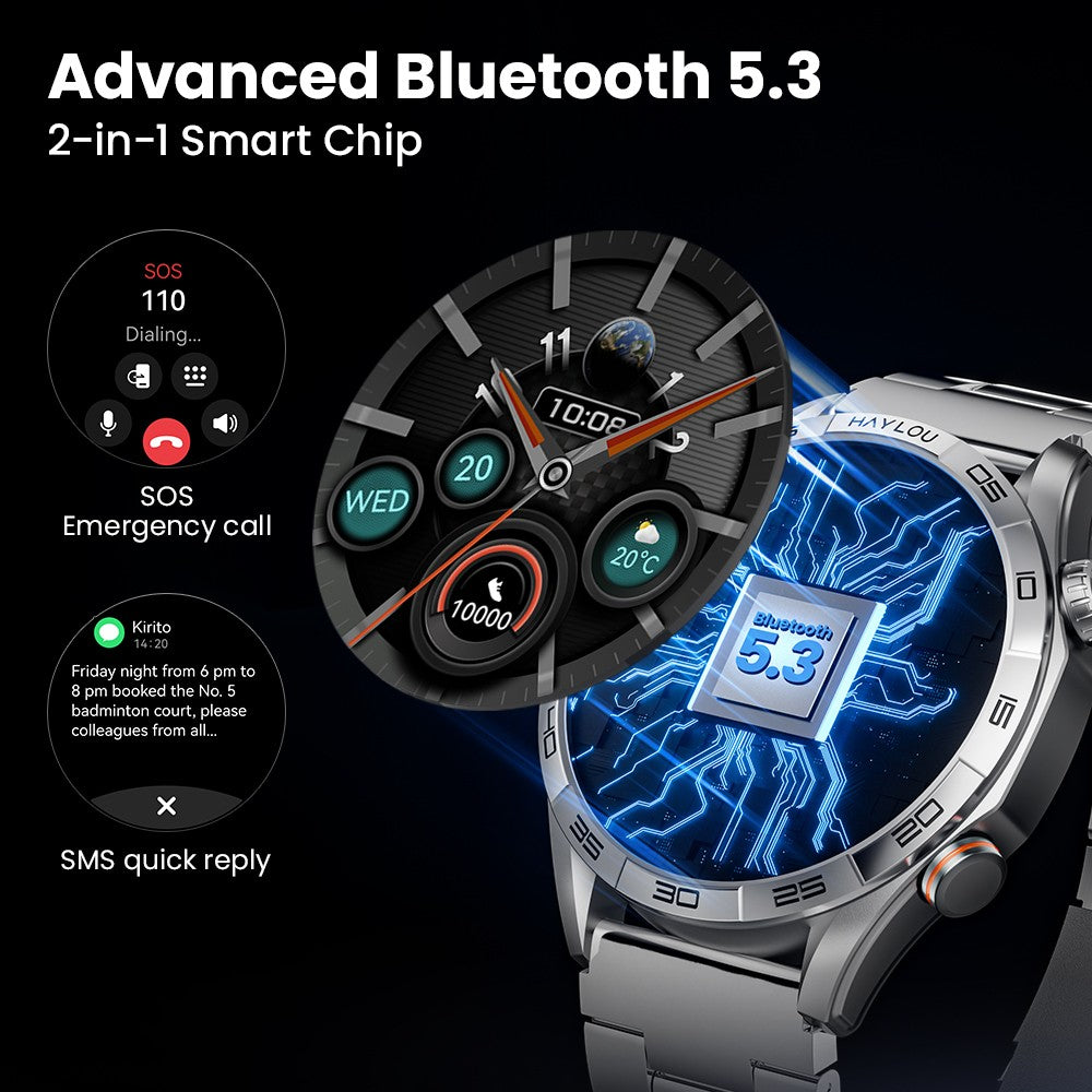 Smartwatch HAYLOU Solar 5 com Chamada de Voz, Tela AMOLED de 1,58'', 60Hz, Monitoramento de Saúde 24 Horas, Smartwatch Esportivo para Homens