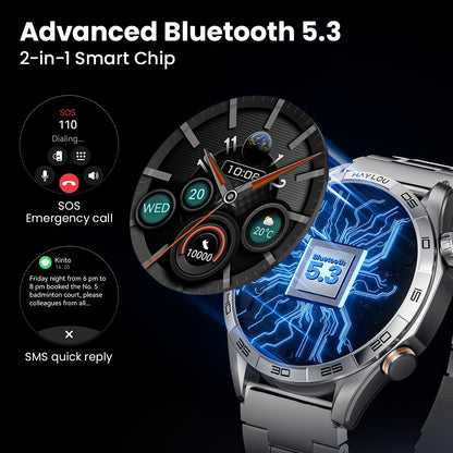 Smartwatch HAYLOU Solar 5 com Chamada de Voz, Tela AMOLED de 1,58'', 60Hz, Monitoramento de Saúde 24 Horas, Smartwatch Esportivo para Homens