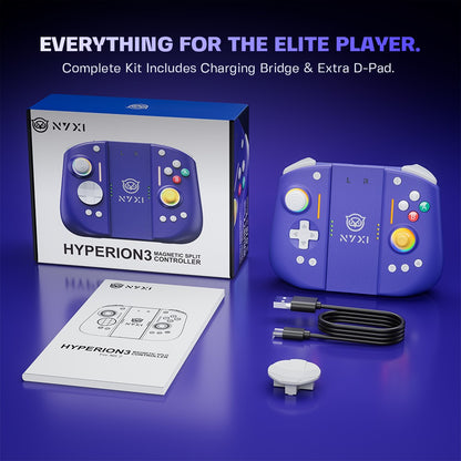 NYXI Hyperion 3 Purple Edition, Magnetic Modular Joypad for Switch 2, Hall Effect No Drift, Full Mechanical Buttons, 9-Axis Gyro, Pro & Handheld Mode