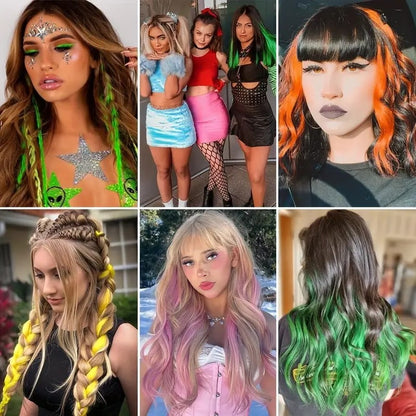Extensão de Cabelo Tic Tac 5 Peças/Pacote 22 Polegadas Cores Ombré Aplique de Cabelo Arco-Íris Resistente ao Calor para Mulheres