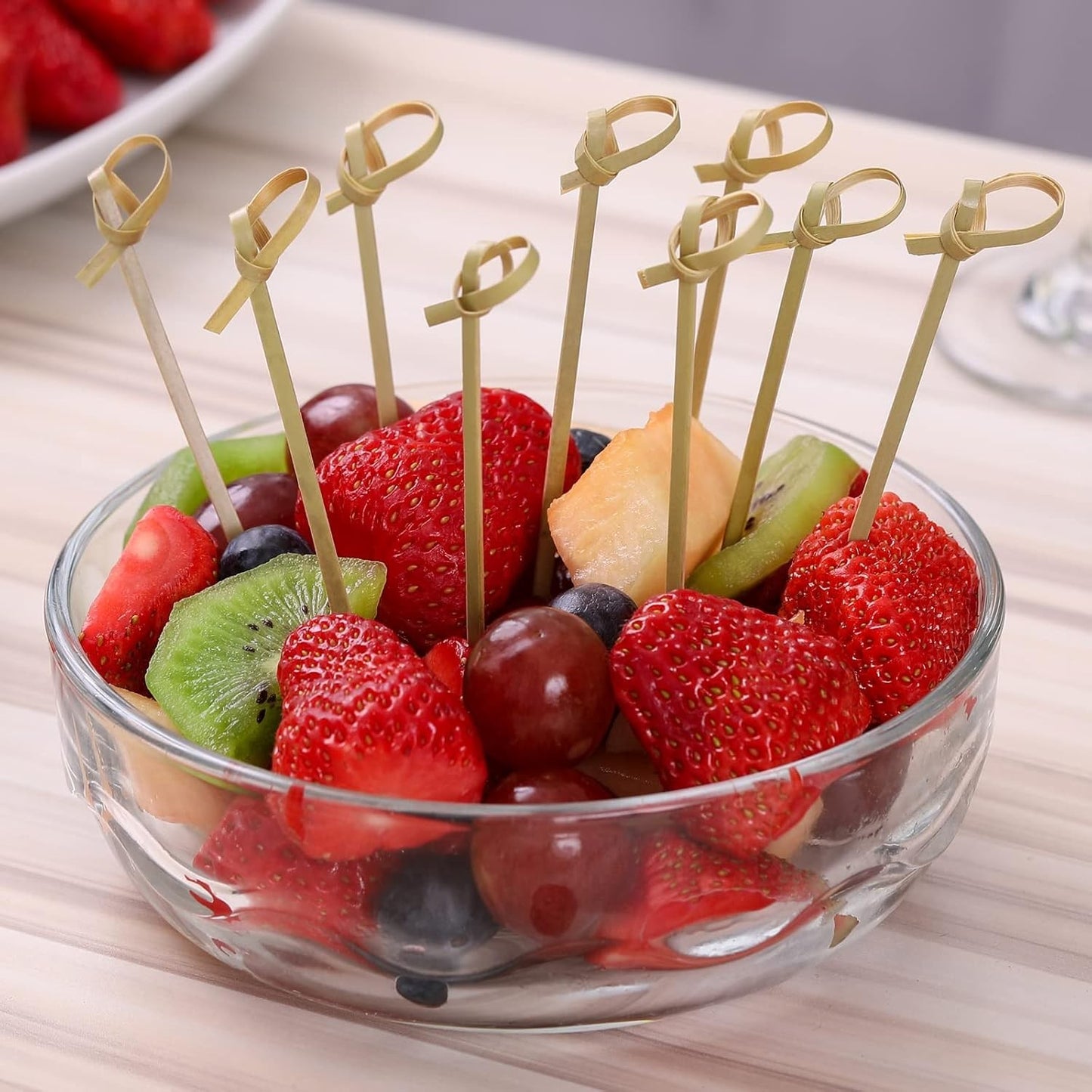 Palitos de Coquetel Espetos de Nó de Bambu Natural Palitos de Comida Mini Palitos de Dente Decorativos para Bebidas Frutas e Guarnição de Tábua de Frios