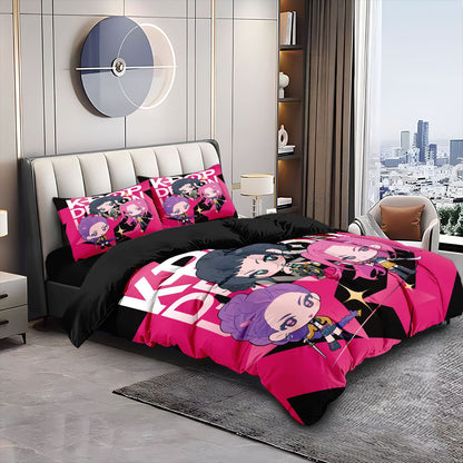 Kpop Demon Hunters Huntrix Bedding Set - Single to King Size, Anime Print Duvet Cover Sets for Adult Bedrooms