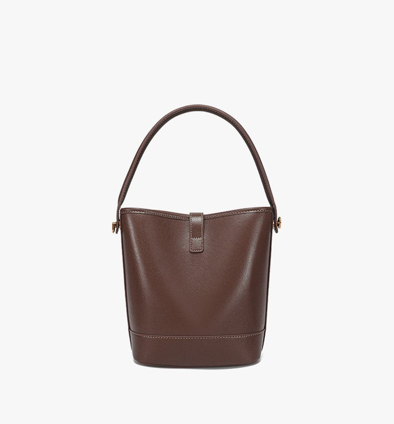 Women's Genuine Leather Bucket Bag Retro Shoulder Crossbody Handbag Fashionable Luxurious Women's Bag