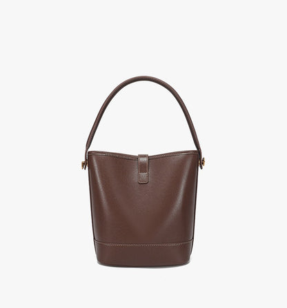 Women's Genuine Leather Bucket Bag Retro Shoulder Crossbody Handbag Fashionable Luxurious Women's Bag