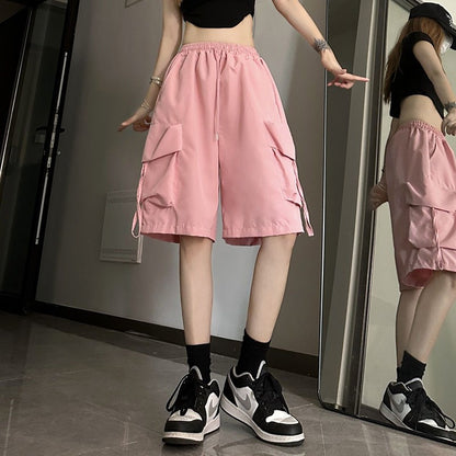 S-3Xl Y2K Cargo Shorts Women Harajuku Black Oversized Wide Leg Shorts Summer Streetwear Fashion High Waist Baggy Short Pants New