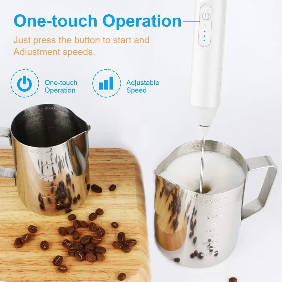 Espumador de leite elétrico recarregável portátil para bebidas, máquina de café, batedor de ovos de 3 velocidades, mixer multifuncional para cozinha doméstica