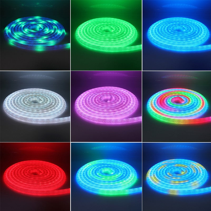 360 Degree Round Reticulate Neon LED Strip with Remote Control,RGBIC Nylon Flexible Dream Colorful Rope Light For Bedroom Living