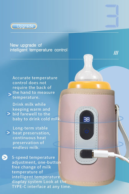 USB bottle warmer bag, baby milk insulation bag, portable multifunctional bottle warmer, suitable for home travel and cars.