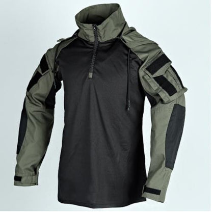 Men Outdoor Hooded Collar Shirt Tactics Hiking Combat T-Shirt Men Tactical Shirts Airsoft Paintball Camping Hunting Clothing