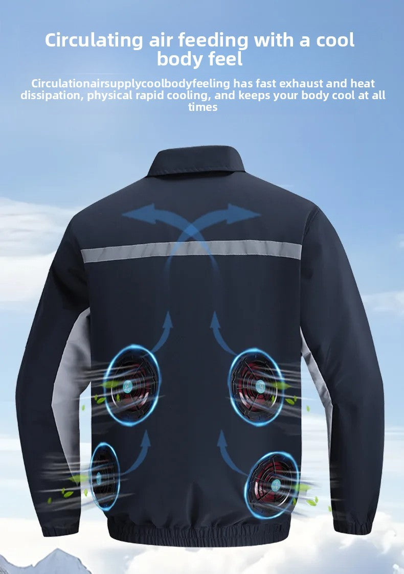 Summer Cooling Jacket Men's Hooded Fan Jacket Heat Resistant Fan Air Conditioner Clothes Breathable Outdoor Fishing Fan Workwear