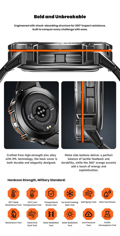 Smartwatch T-Rex 3 Militar Bateria 1000mAh 10ATM À Prova D'água GPS Bússola Altímetro Chamada AMOLED Masculino Natação Esportes