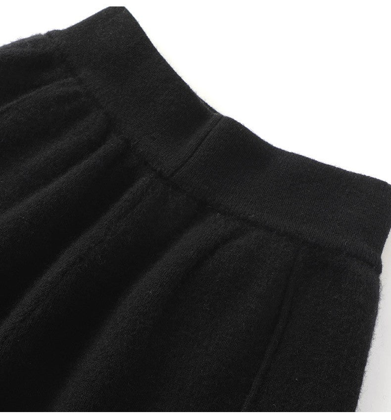 High Waist Wide Leg Woolen Pants Women's Loose Casual Black Long Trousers Autumn Fashion Elegant Commuting Style
